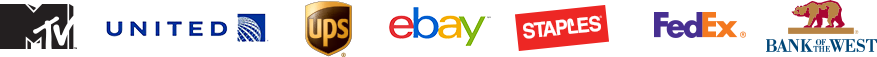 MTV, United, UPS, ebay, Staples, FedEx, Bank of the West Customer Logos