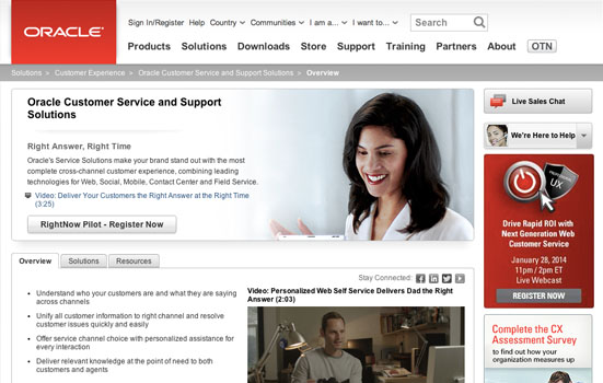 RightNow Technologies home page